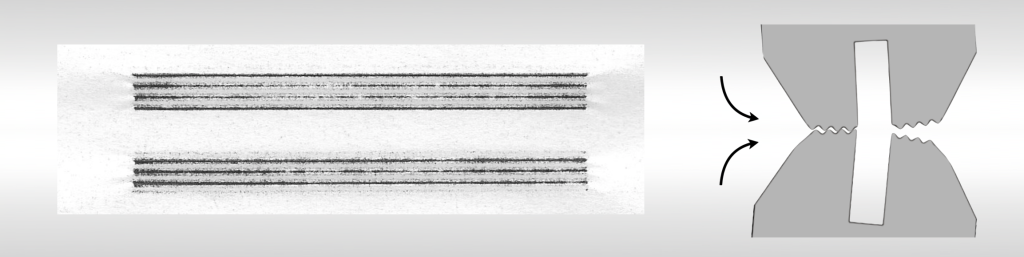 Serrations and carbon impression_phasing of shafts and sealing jaws not synchronized
