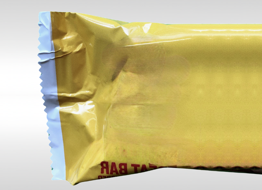 Wrinkles on a loosely wrapped package from a flow wrapper