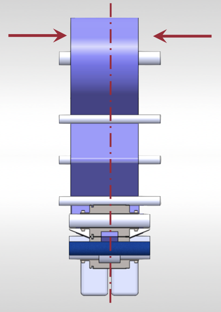 Flow wrapper flexible packaging material roll off-center